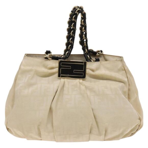 Fendi Handbags - Fendi Zucca Beige Canvas Tote Bag (Pre-Owned)